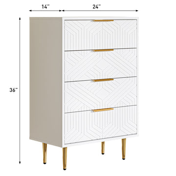 Modern RTA 4-drawer Chest with Metal Handle White Dresser
