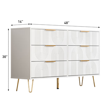 Modern RTA White 6-drawer Dresser