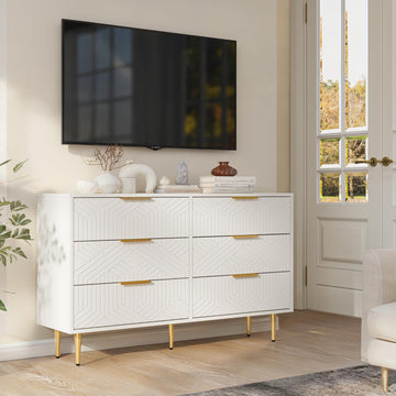 Modern RTA Chest with Metal Handle White 6-drawer Drawer