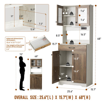 70" RTA Kitchen Cabinet with LED & Power Outlet