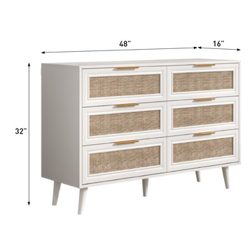 RTA 6-Drawer Rattan Dresser