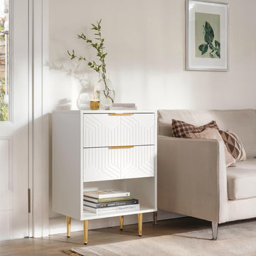 RTA Modern Chest with Metal Handle White Drawer