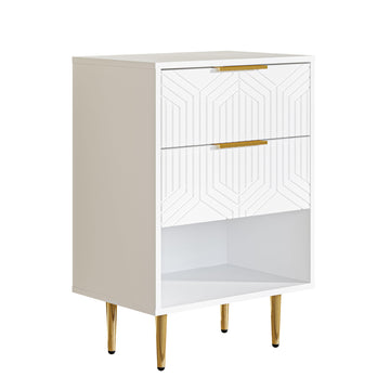 RTA Modern Chest with Metal Handle White Drawer