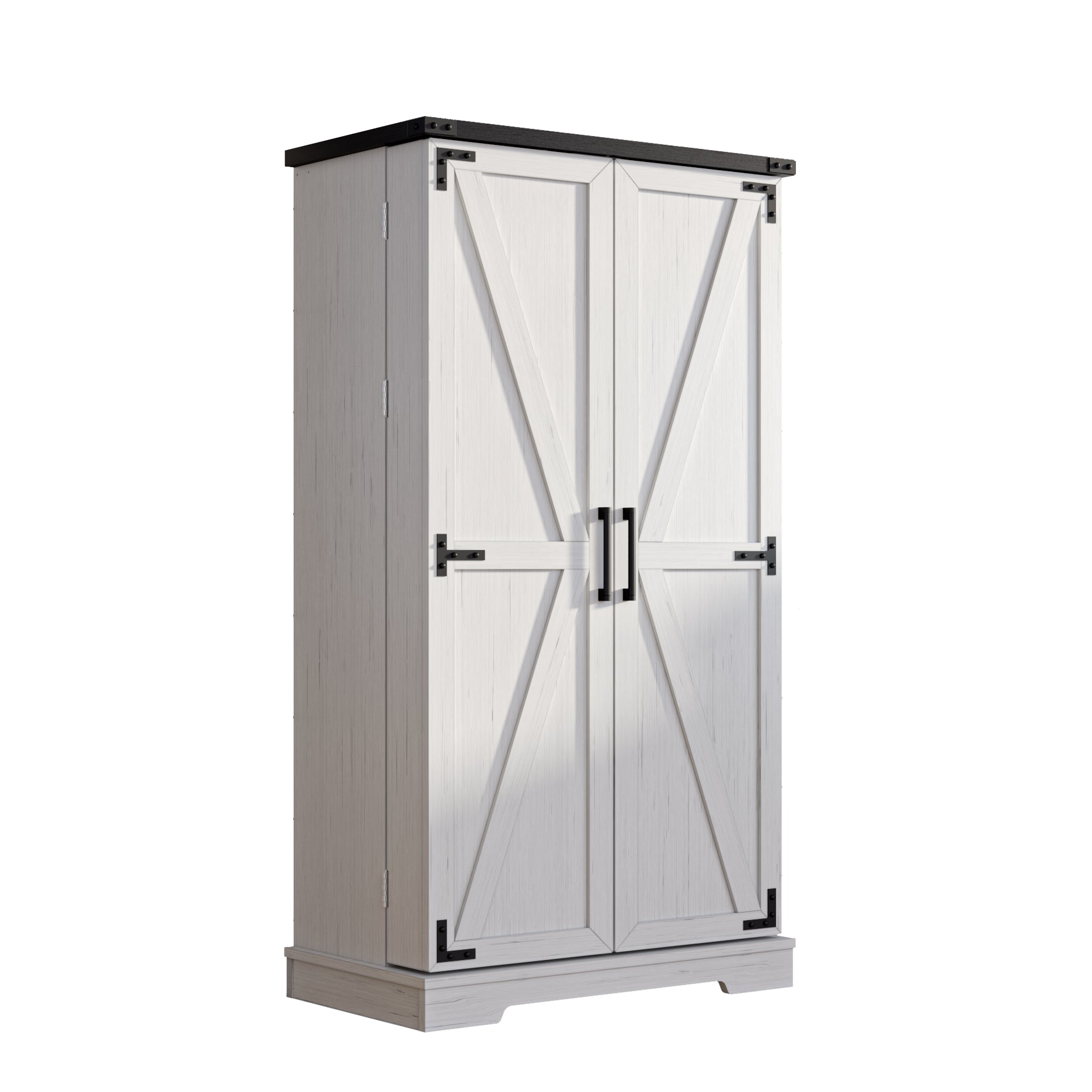 50" Farmhouse Pantry Cabinets with LED Lighting and 2 Barn Doors