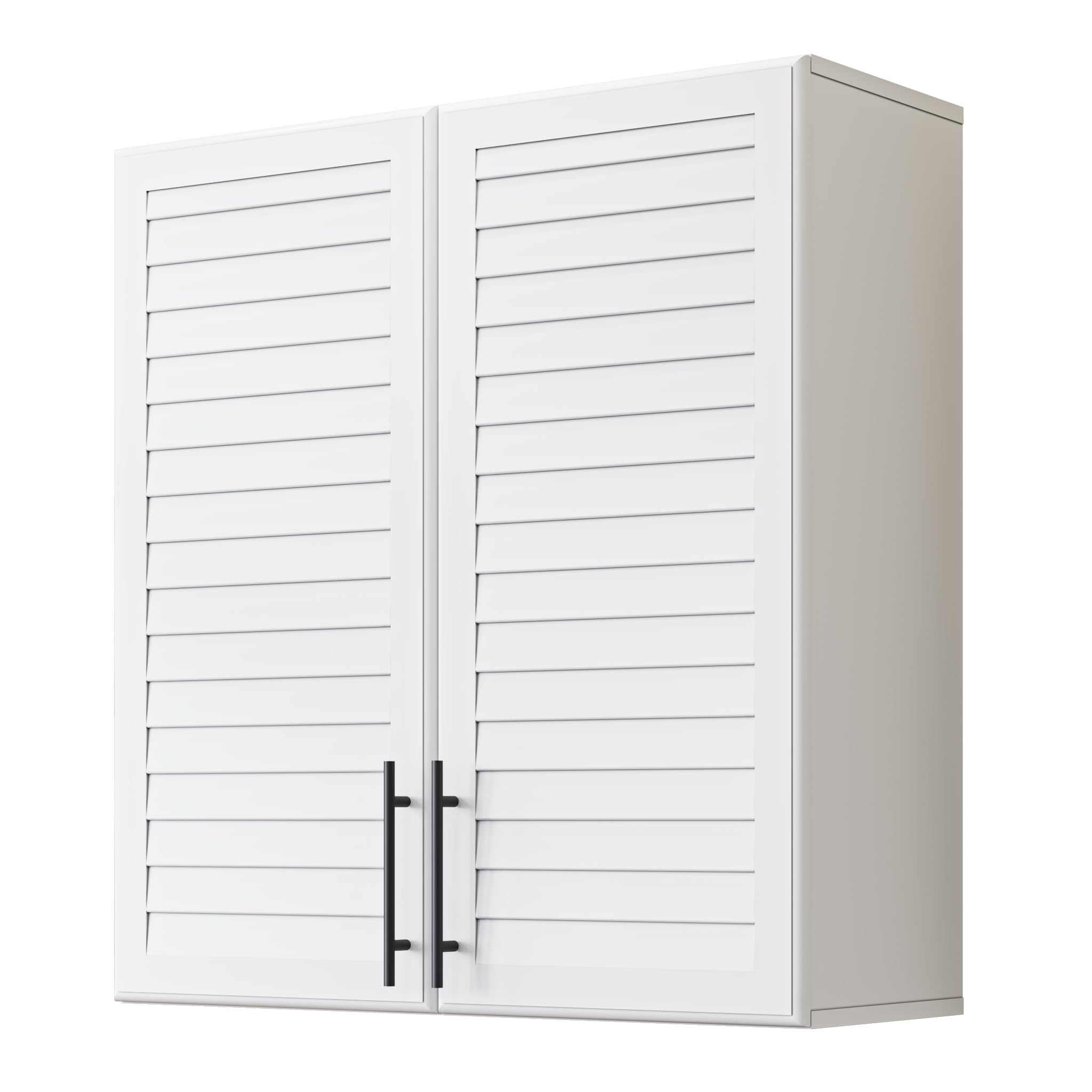 29.5" Shutter Design Wall Cabinet White Wall Mounted Cabinet