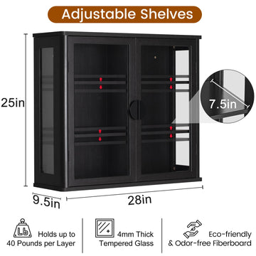 RTA Wall Cabinet with Tempered Glass Doors