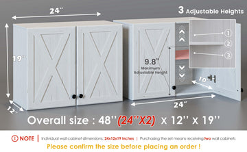 RTA Farm House Wall Cabinet with Doors and Shelves